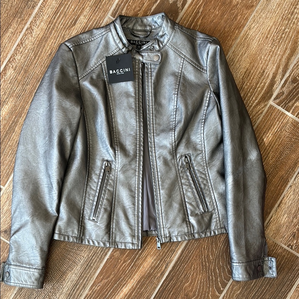Baccini Metallic Faux Leather Jacket
